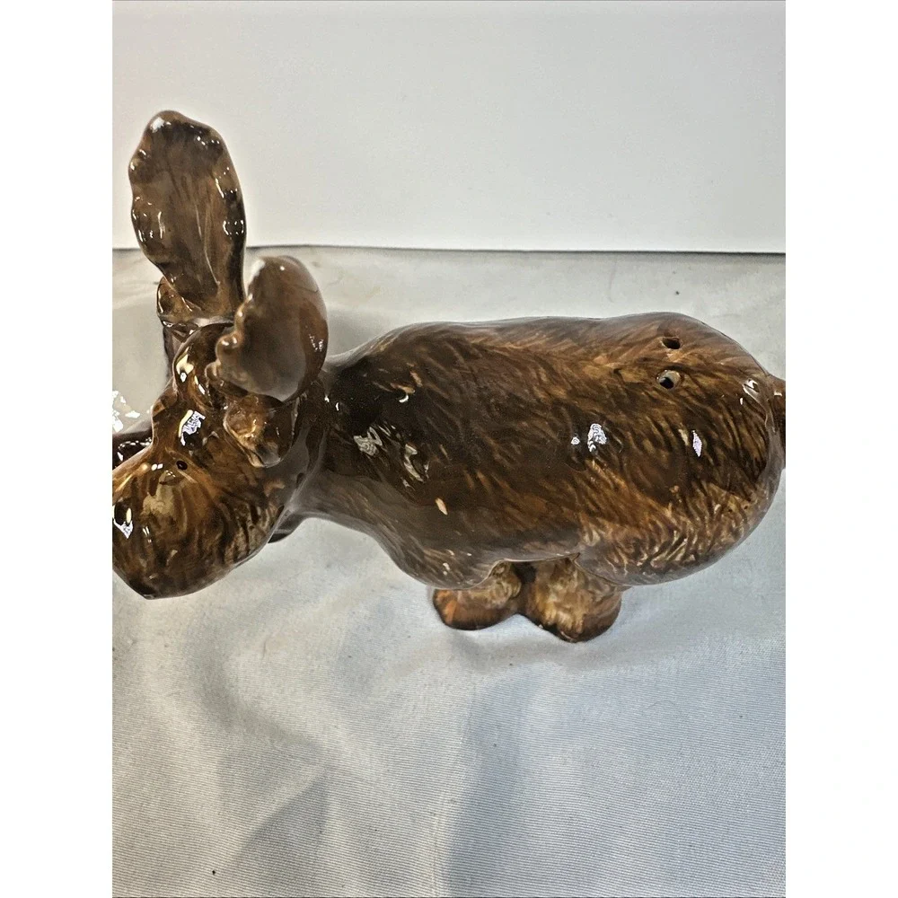 Set of 3 Vintage Holiday Time Ceramic Salt &Pepper Shakers Moose/Tree/Cabin Set
